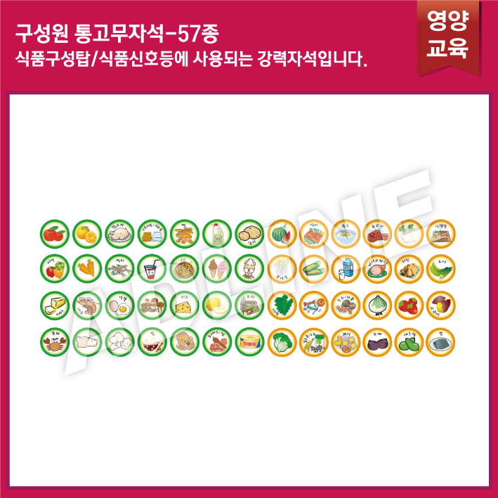 구성원 통고무자석(식품신호등,구성탑)